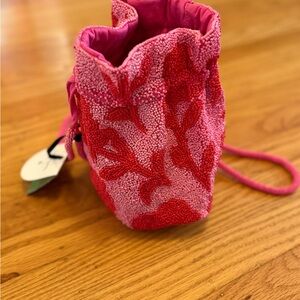 Elegant Pink and Red Beaded Clutch